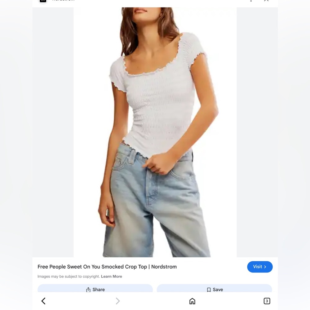 Free People Cream Ribbed Cap Sleeve Blouse
